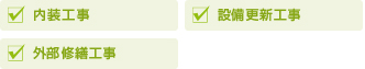 内装工事　設備更新工事　外部修繕工事